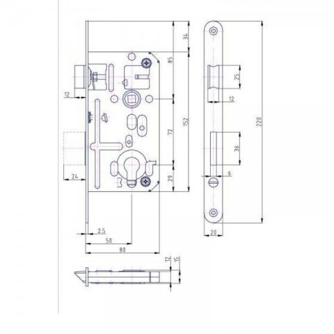 Zámek zadlabací K133C PZ/72 P/L BZN/1